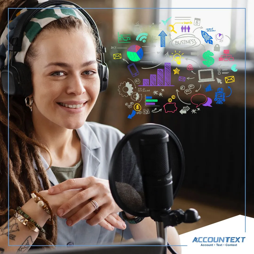 Mulher entrevistada em podcast