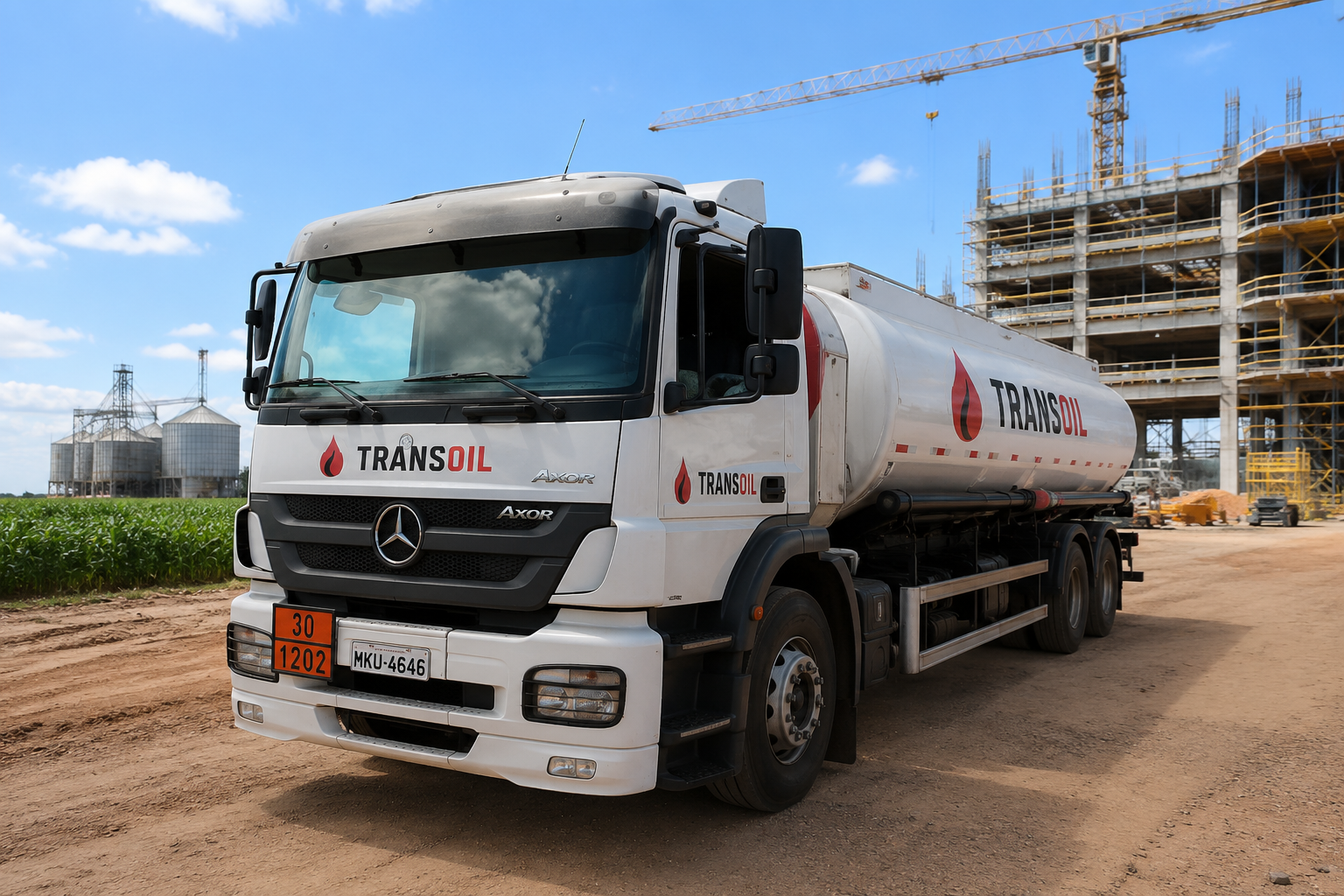 Caminhão-tanque utilizado no abastecimento de operações empresariais